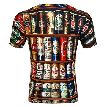 Halloween Novedad Latas de Cerveza Camiseta Estampada para Adultos Masculino